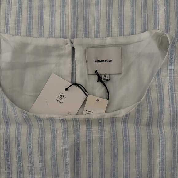 Reformation Jessi Linen Dress Swan Strip - Picture 7 of 7